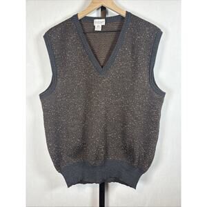 VTG Tricots St Raphael Sweater Vest Mens Large Brown Speckled Wool Grandpa